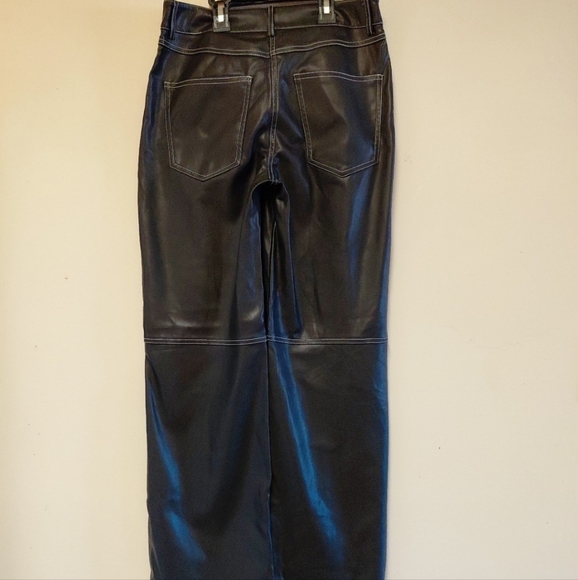 Black Faux Leather Bootcut Pants Size 3 - Picture 2 of 8